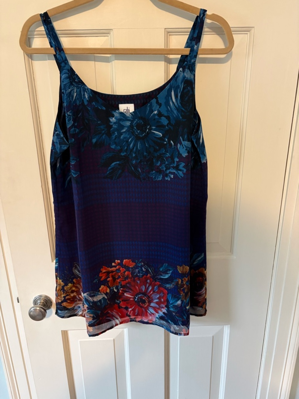 Cabi Floral Print Navy & Blue Sleeveless Tank Top